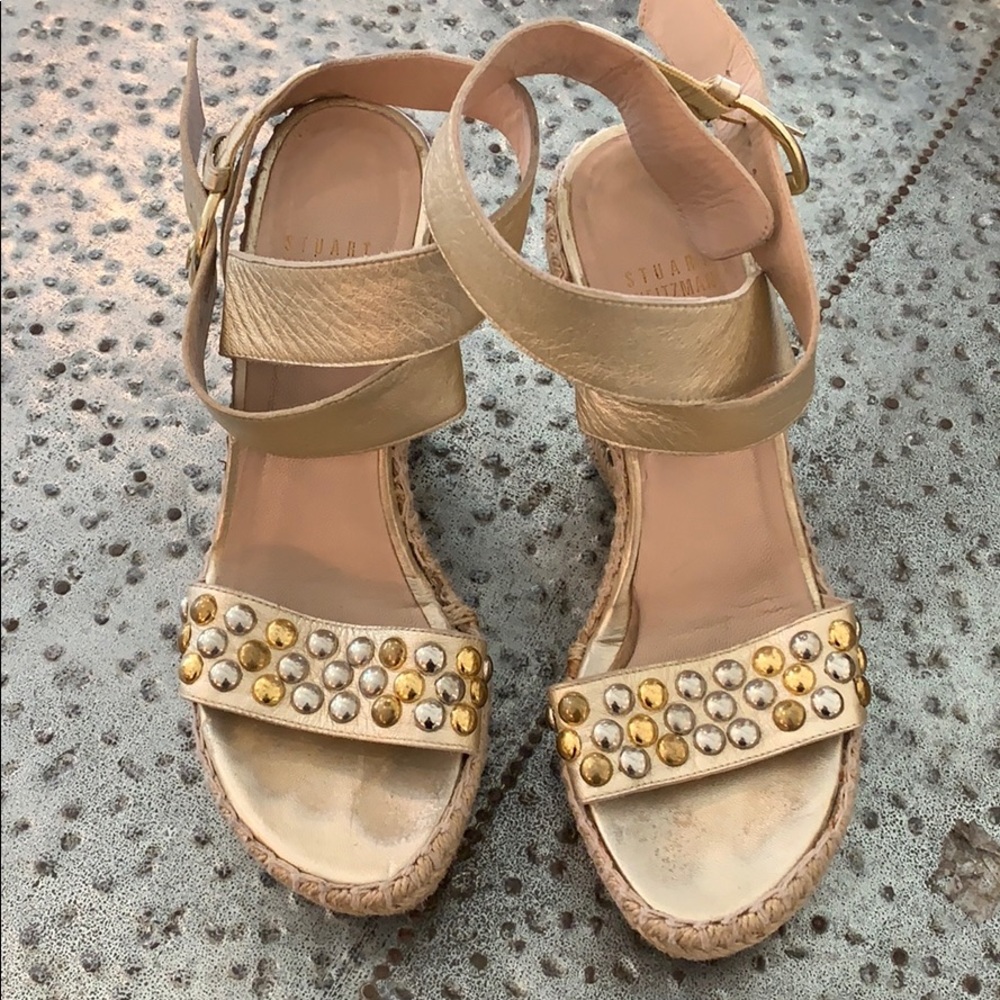 Stuart Weitzman- Hubcaps Bullets Wedges Size 7 - image 1